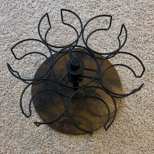 Rustic Black Metal and wooden water bottle organizer